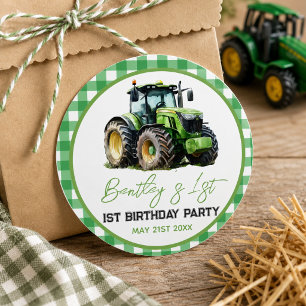Tractor 1e verluisterdag feest boerderij ronde sticker