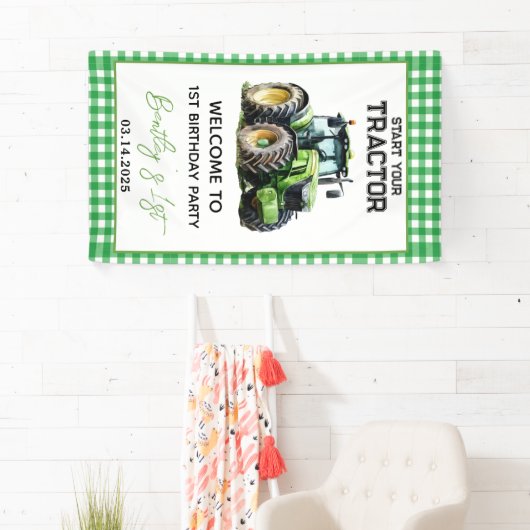 Tractor 1st Birthday Party Fun Boerderij Spandoek (Insitu)