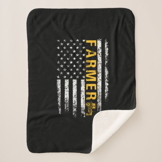 Tractor American USA Flag Funny Farmer Rancher Sherpa Deken (Voorkant)