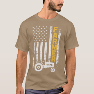 Tractor Amerikaanse USA-vlag Grappige Boer Rancher T-shirt