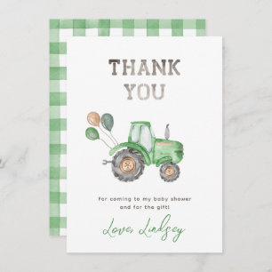Tractor Baby shower - Hartelijk dank - Kaart