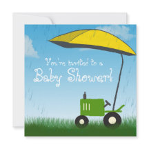 Tractor Baby shower Invitation: Groene Tractor