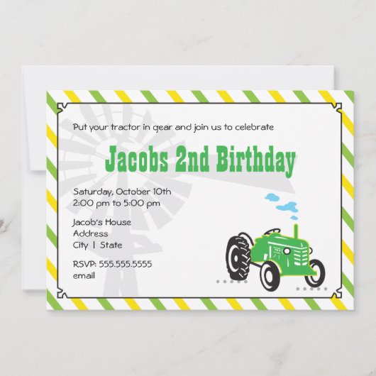 Tractor Birthday Invitation Kaart (Voorkant)