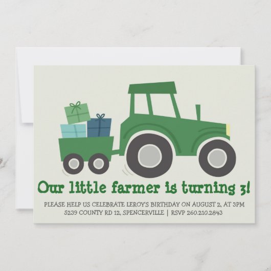 Tractor Birthday Party nodigt uit Kaart (Voorkant)