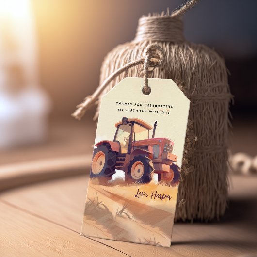 Tractor Boerderij Adventure Verjaardag Dank u Cadeaulabel
