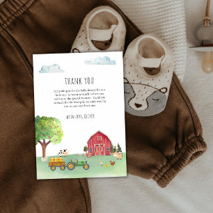 Tractor Boerenmarkt Rode Barnyard Baby Shower Bedankkaart