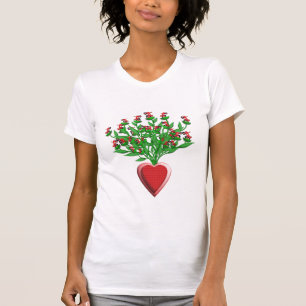 Tractor Bouquet met Red Heart Vase T-shirt