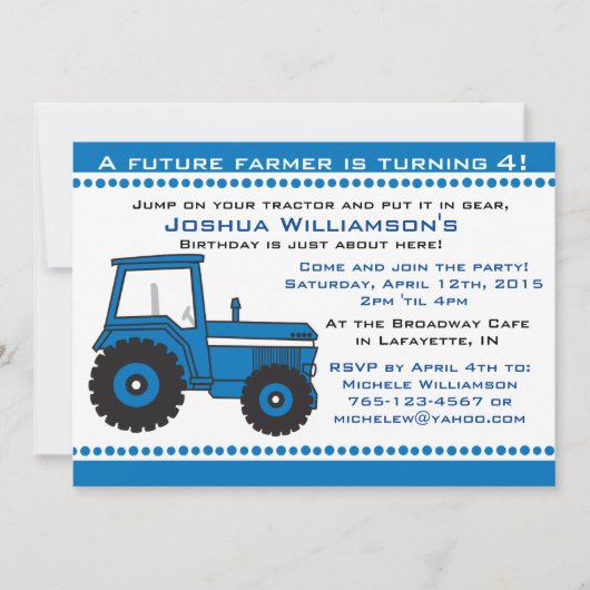 Tractor Boy / Girl Anniversaire Fête Invitation (Devant)
