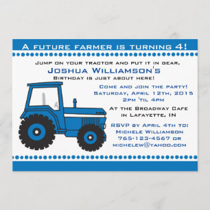 Tractor Boy / Girl Birthday Party Invitation Kaart