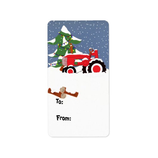 Tractor Christmas Cadeau Tags Étiquette (Devant)