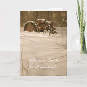 Tractor Christmas Kaart: rust voor alle oude tract Feestdagen Kaart