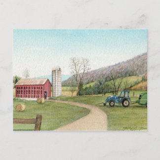 Tractor en Hay Bailer Briefkaart