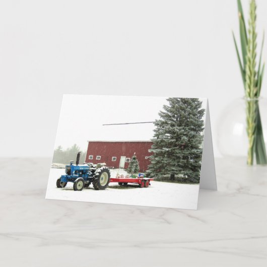 Tractor en Schuur Feestdagen Kaart (Voorkant)