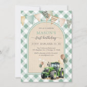 Tractor Farm Kids Boy Birthday Invitation (Devant)