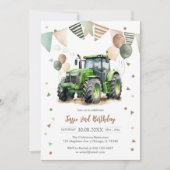 Tractor Farm Kids Boy Birthday Invitation (Devant)