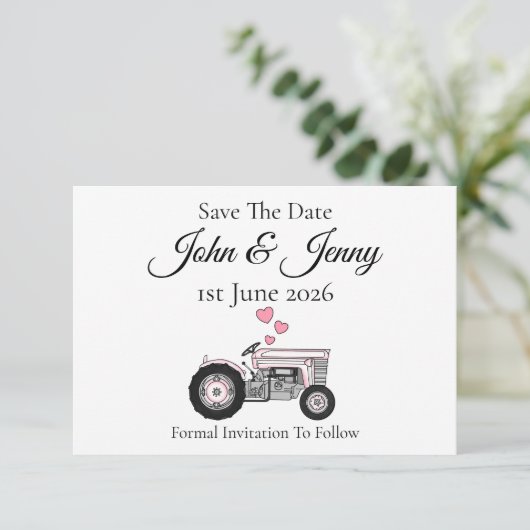  Tractor Farmer Wedding Sla de datum op (Staand voorkant)
