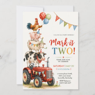 Tractor & Feestvierende Dieren Kinderverjaardag Kaart