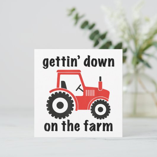 Tractor Getting Down op het Boerderij Country Barn Kaart (Staand voorkant)