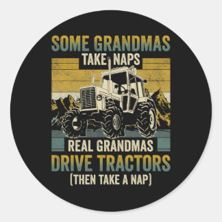 Tractor Grandma Boerderij geeft echte Grandmas Dri Ronde Sticker