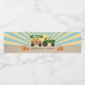 Tractor Hayride Pumpkin Picking Birthday Waterfles Etiket (Enkel label)