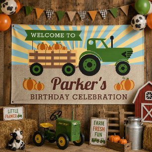 Tractor Hooitour Pompoen Verjaardag Vinyl Welkom Spandoek