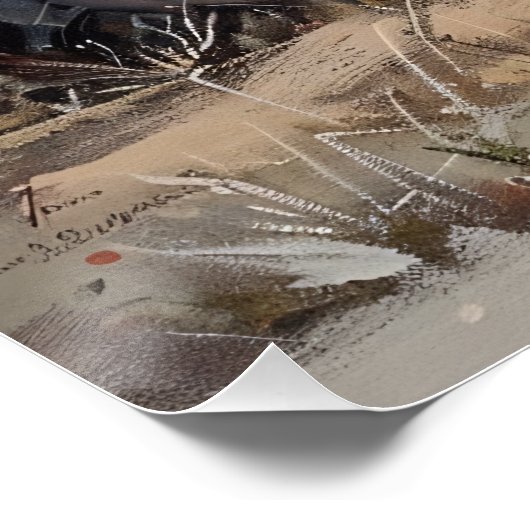 Tractor in het veld rustieke decoupage perfect poster (Hoek)