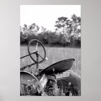 tractor in zwart-wit