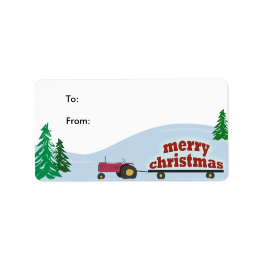 Tractor Kerst Gift Label (Voorkant)
