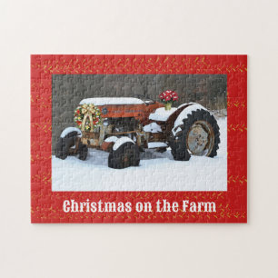 Tractor Kerstmis Boerderij Stijl Plezierige Puzzel