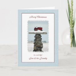Tractor Kerstmis voor zoon en familie Feestdagen Kaart