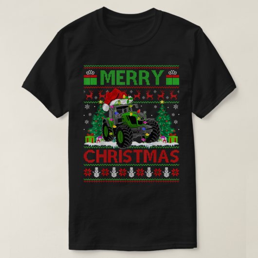 Tractor Lover Xmas Tree Ugly Santa Tractor Christm T-shirt (Design voorkant)