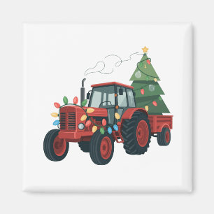 Tractor met aanhangwagen Santa boerderij boer Kers Magneet