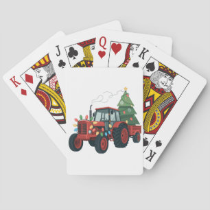 Tractor met aanhangwagen Santa boerderij boer Kers Pokerkaarten