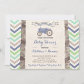 Tractor met Chevrons Baby shower voor Boy Kaart (Voorkant)