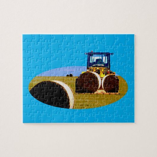 Tractor met hooi, puzzel (Horizontaal)