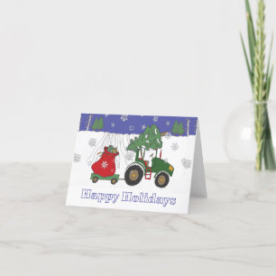 Tractor met kerst feestdagen kaart