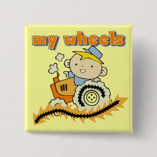 Tractor Mijn T-shirts en Giften van Wielen Vierkante Button 5,1 Cm