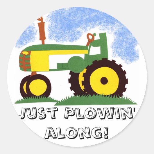 Tractor onder Blue Sky Ronde Sticker (Voorkant)