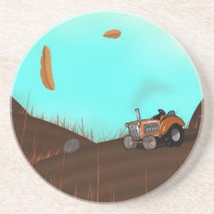 Tractor op de boerderij zandsteen onderzetter