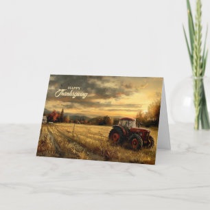  tractor op het Boerderij Herfst Thanksgiving Feestdagen Kaart