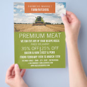 Tractor op het veld, boer & slager advertentie flyer (Hand)