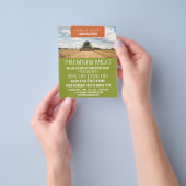 Tractor op veld, boer & slager advertentie flyer (Hand)