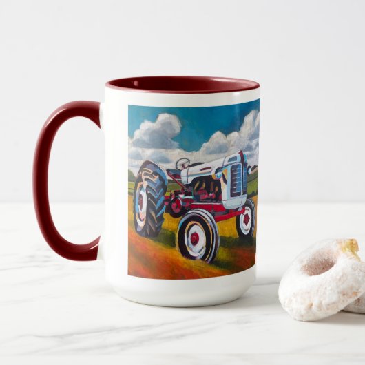 Tractor Painting - Gift for Tractor Enthusiasts Mok (Met donut)