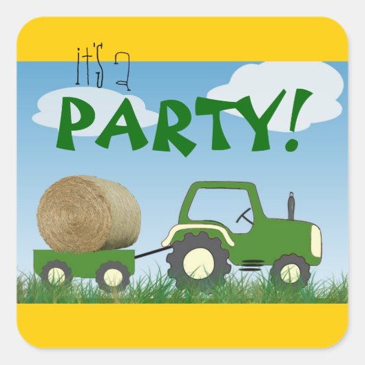 Tractor Party Envelope Seal Vierkante Sticker (Voorkant)