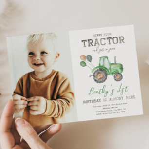 Tractor Photo Birthday Invitation   BOERDERIJ Kaart