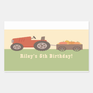 Tractor Pompoen Kinderen Verjaardagsfeestje Favor  Rechthoekige Sticker