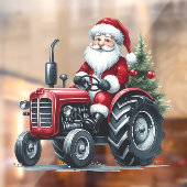 Tractor Santa Window Cling Raamsticker (Vel 2)