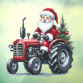 Tractor Santa Window Cling Raamsticker (Vel 3)