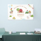 Tractor Schattige Red Barn Animals Verjaardagsfees Spandoek (Beurs)