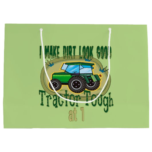Tractor Tough 1e Verjaardag Large Cadeautasje (Achterkant)